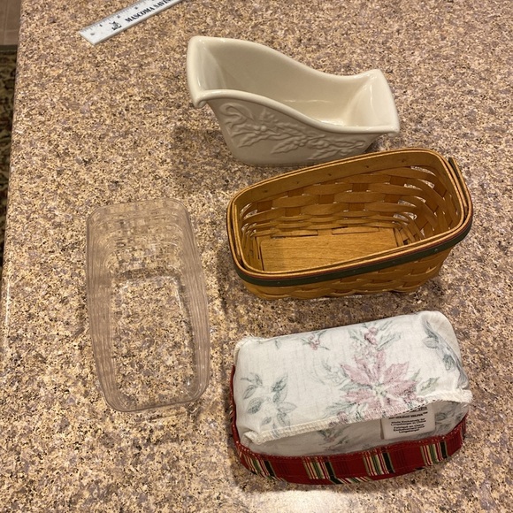 Longaberger Sleigh Basket Liner Protector Ivory Nature’s Garland Dish Christmas - Picture 14 of 17